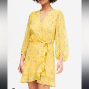 Banana Republic Yellow Floral Wrap Dress